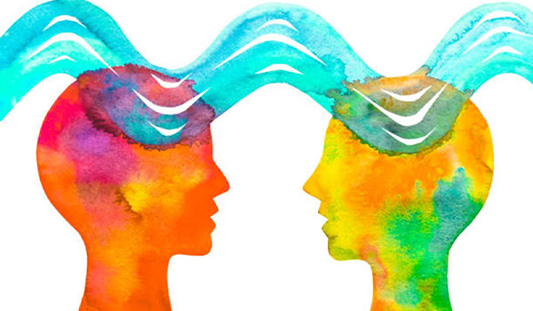 A graphic of two people with a wave going through their heads for Unity Counseling. Learn more about online therapy in Michigan and other services by contacting a couples therapist in Grand Rapids, MI